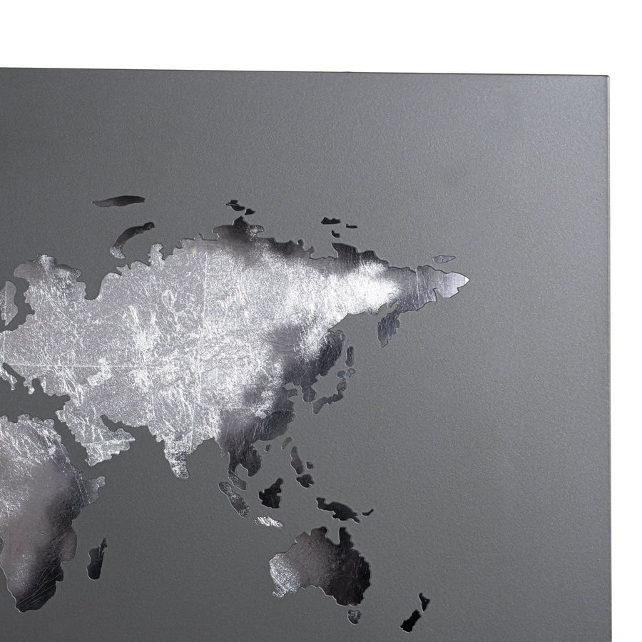 Applique murale LED World en métal, noir et argenté, hauteur 30 cm