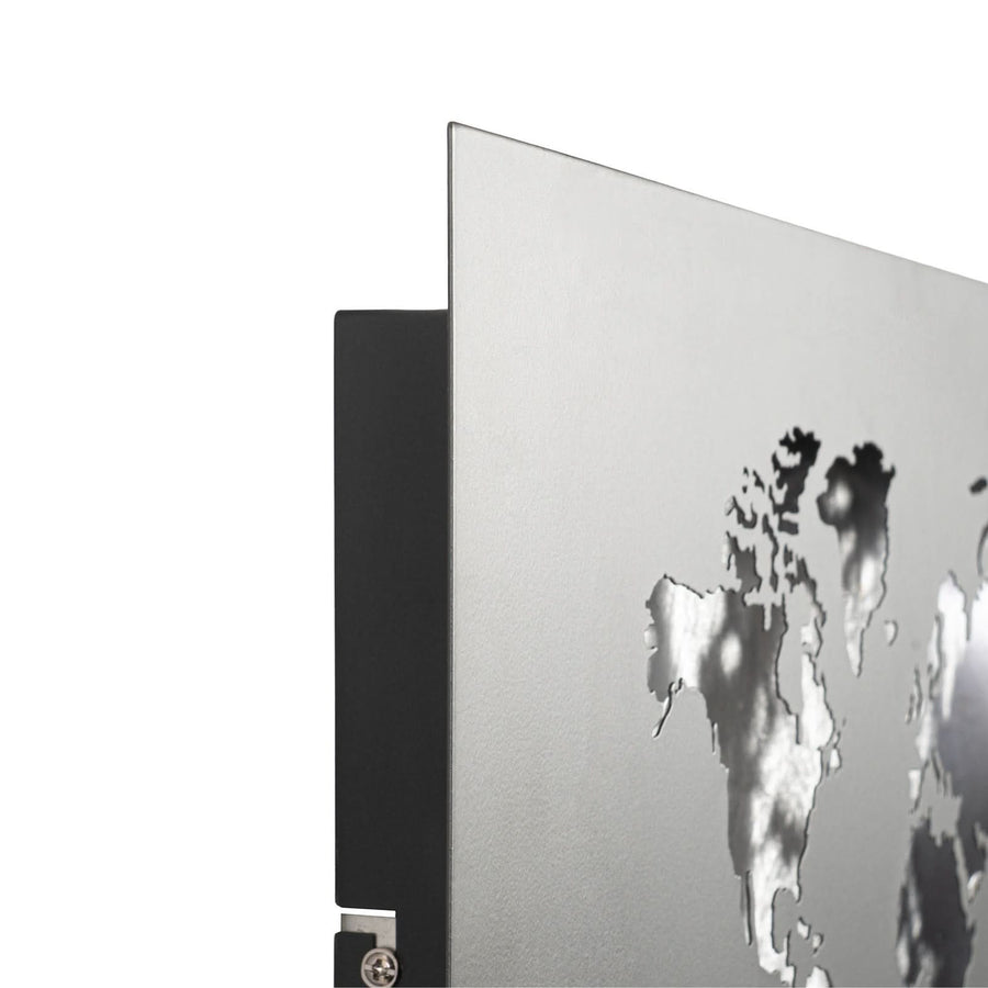 Applique murale LED World en métal, noir et argenté, hauteur 30 cm