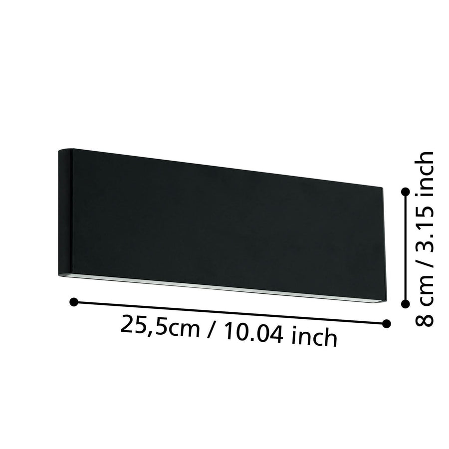 Applique murale LED Eglo Climene en aluminium, noir, hauteur 8 cm