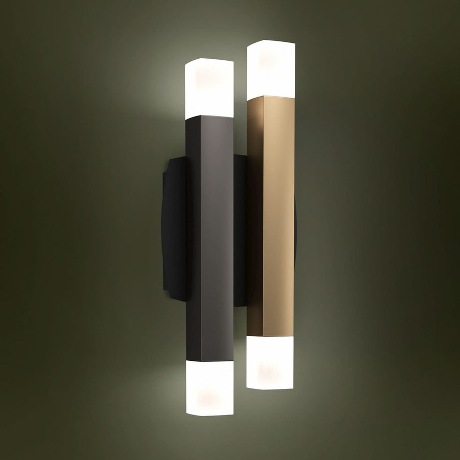 Applique murale LED Eglo Estanterios en aluminium, noir et marron, hauteur 31 cm