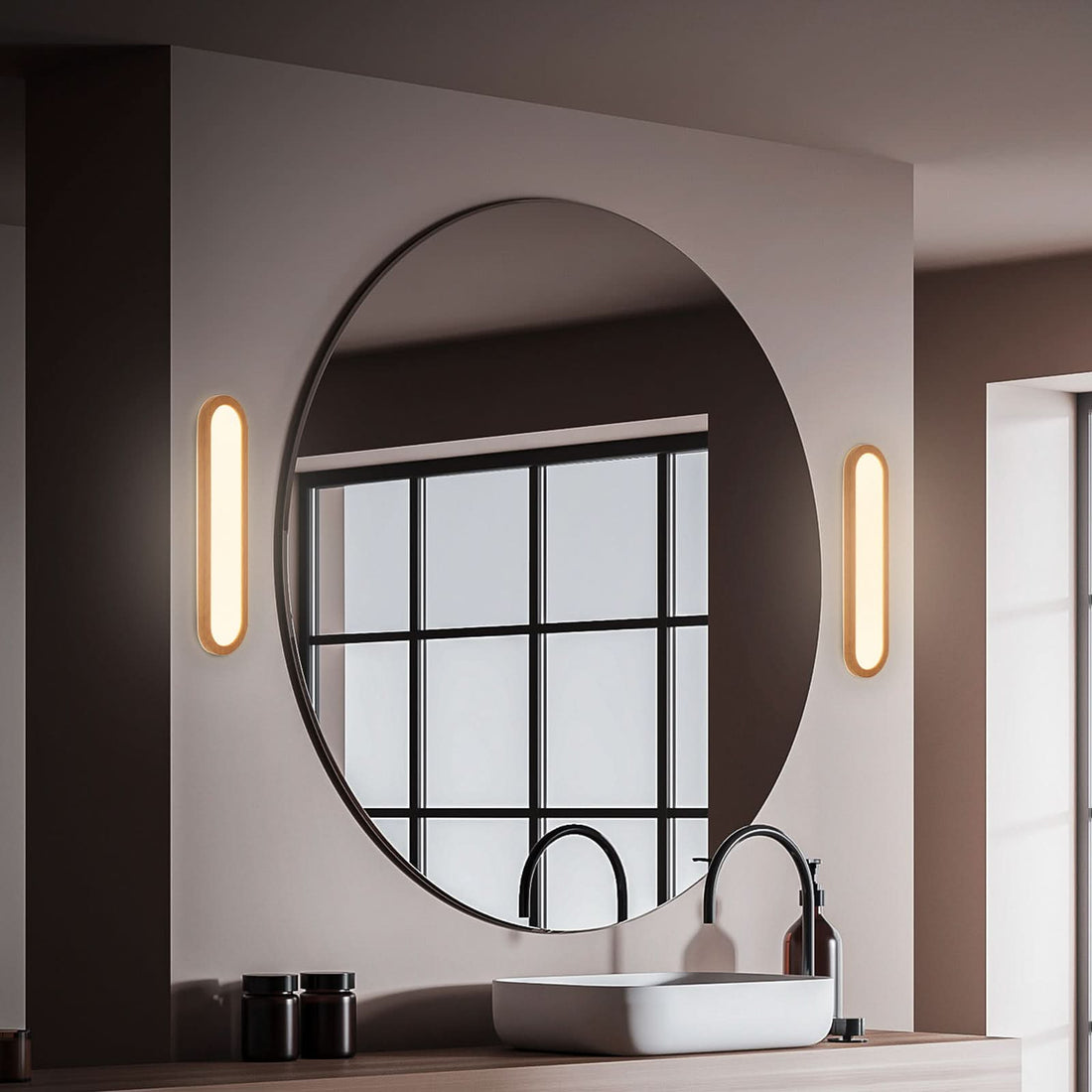 Applique murale LED Pil, bois, hauteur 9 cm, IP44