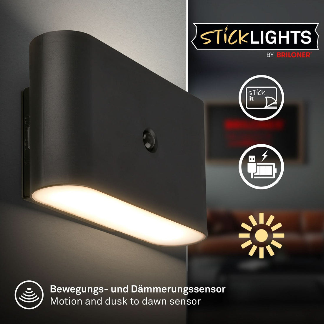 Applique murale LED rechargeable Chat, noir mat, hauteur 9,5 cm