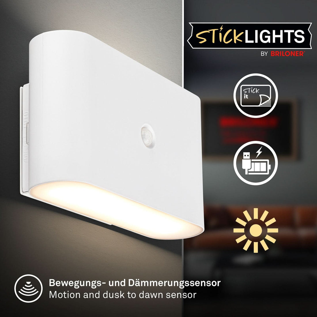 Applique murale LED rechargeable Chat, blanc mat, hauteur 9,5 cm