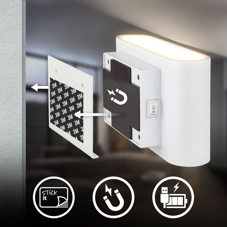 Applique murale LED rechargeable Chat, blanc mat, hauteur 9,5 cm