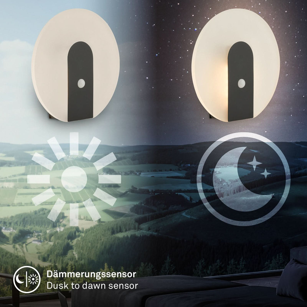 Applique murale LED rechargeable Taro en métal, noir mat, Ø 15 cm