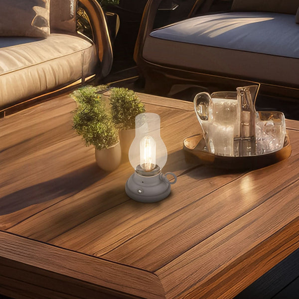 Lampe à poser d'extérieur LED rechargeable Brilo en verre, anthracite et transparent, Ø 10,5 cm, IP44