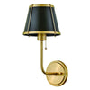 Applique murale Clarke 1 en acier, noir et laiton, hauteur 40 cm
