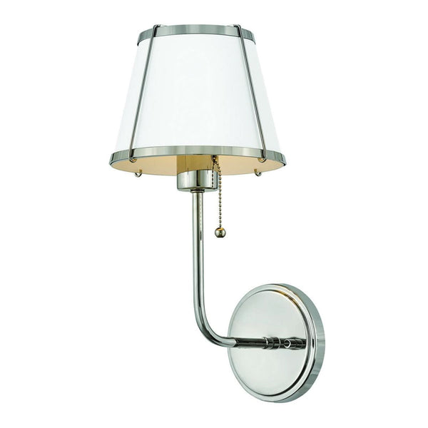 Applique murale Clarke 1 en acier, blanc et nickel, hauteur 40 cm