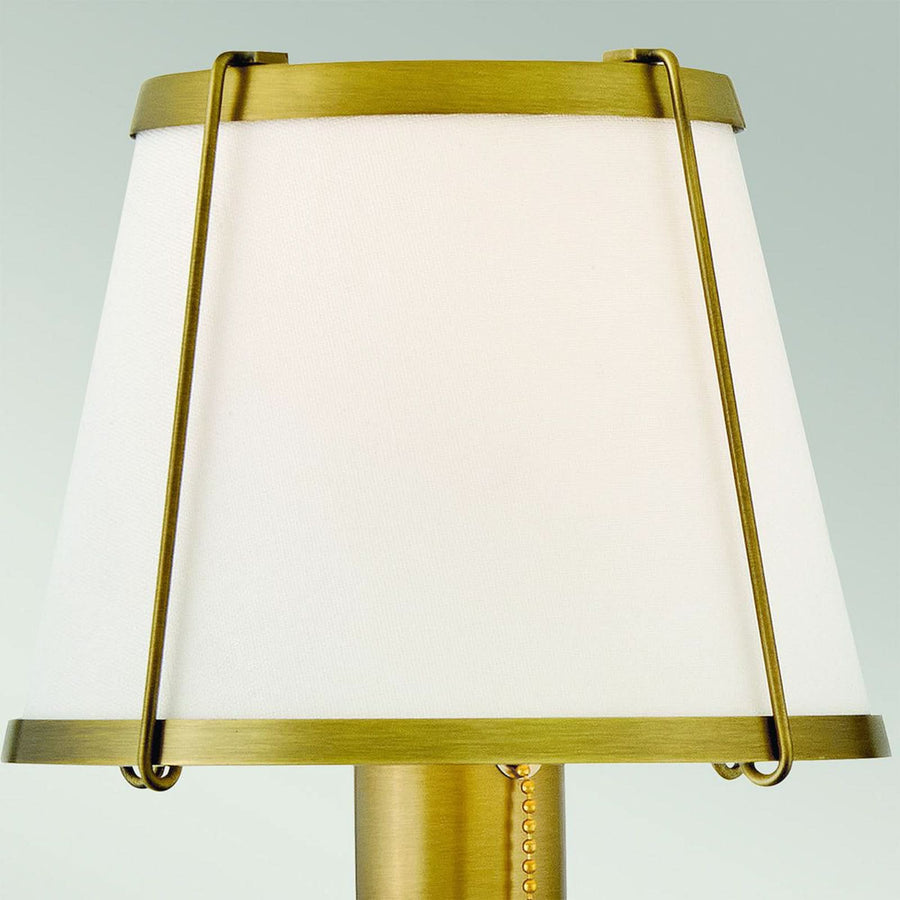 Applique murale Clarke 1 en lin, beige et laiton, hauteur 40 cm