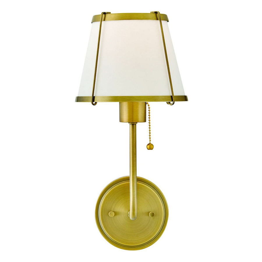 Applique murale Clarke 1 en lin, beige et laiton, hauteur 40 cm
