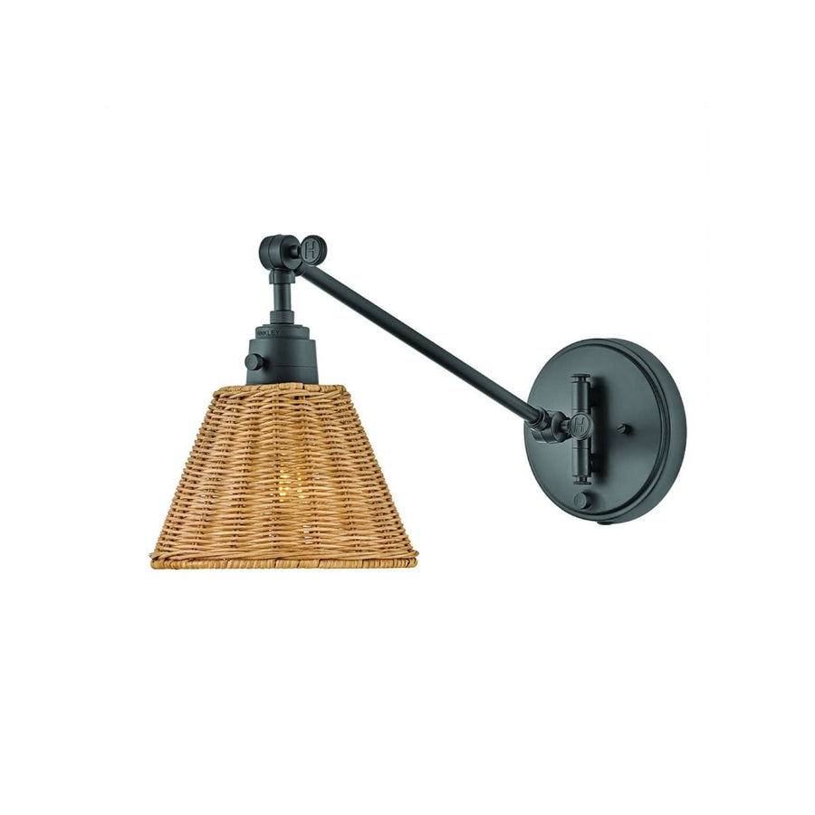 Applique murale Arti en rotin, marron clair et marron clair, hauteur 24,2 cm, 60 W, largeur 19,4 cm, modèle 2