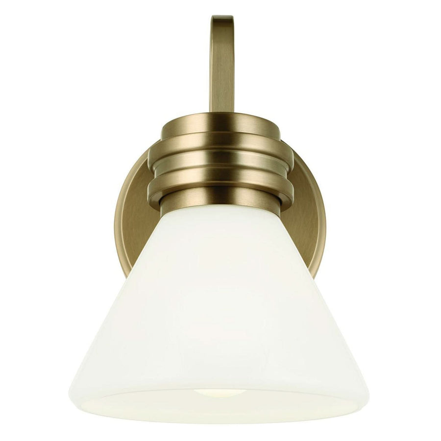 Applique murale Farum 1 en verre, bronze et blanc, hauteur 24 cm, IP44