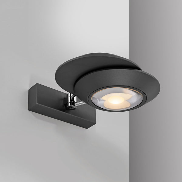 Applique murale LED Oculis en verre, noir, 2 lumières, hauteur 16 cm
