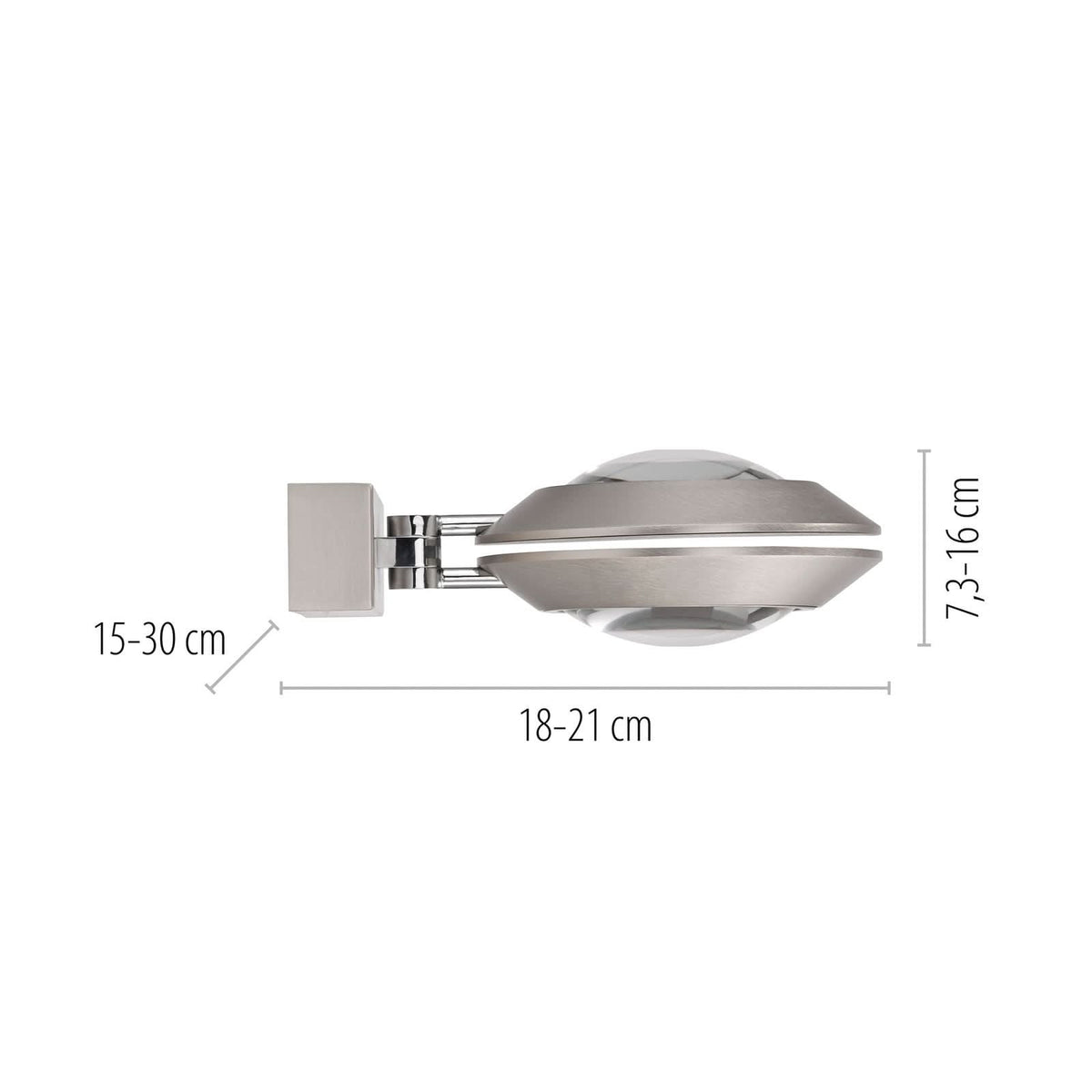 Applique murale LED Oculis en verre, argenté, 2 lumières, hauteur 16 cm