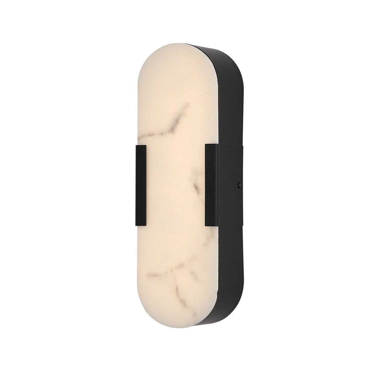 Applique murale LED Opaline en acier, noir et blanc, hauteur 35 cm, IP44