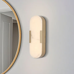 Applique murale LED Opaline Hauteur 35 en acier, doré et blanc, hauteur 35 cm, IP44