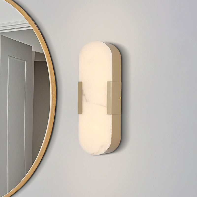 Applique murale LED Opaline Hauteur 35 en acier, doré et blanc, hauteur 35 cm, IP44