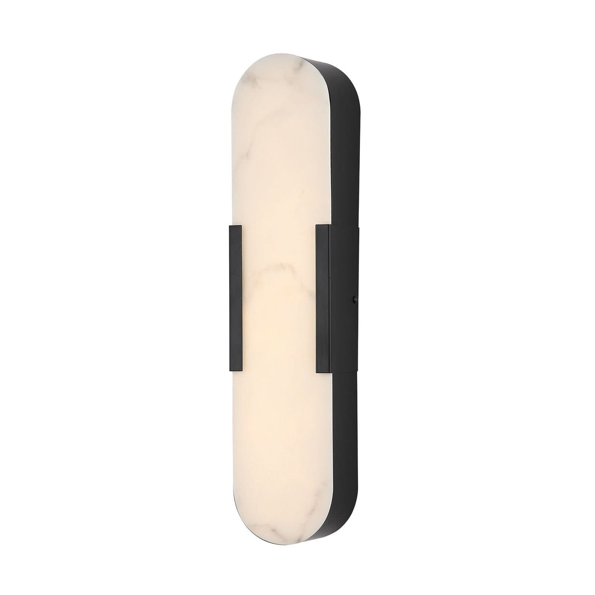 Applique murale LED Opaline en acier, noir et blanc, hauteur 50 cm, IP44