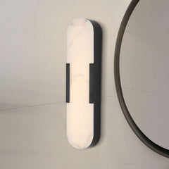 Applique murale LED Opaline en acier, noir et blanc, hauteur 50 cm, IP44