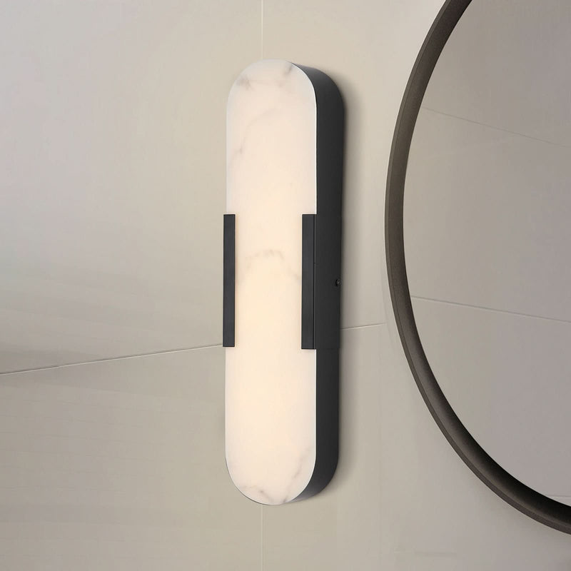Applique murale LED Opaline en acier, noir et blanc, hauteur 50 cm, IP44