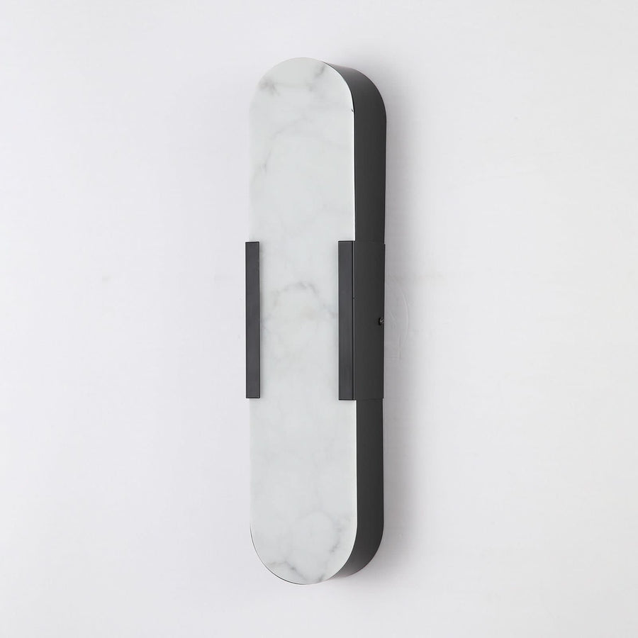 Applique murale LED Opaline en acier, noir et blanc, hauteur 50 cm, IP44