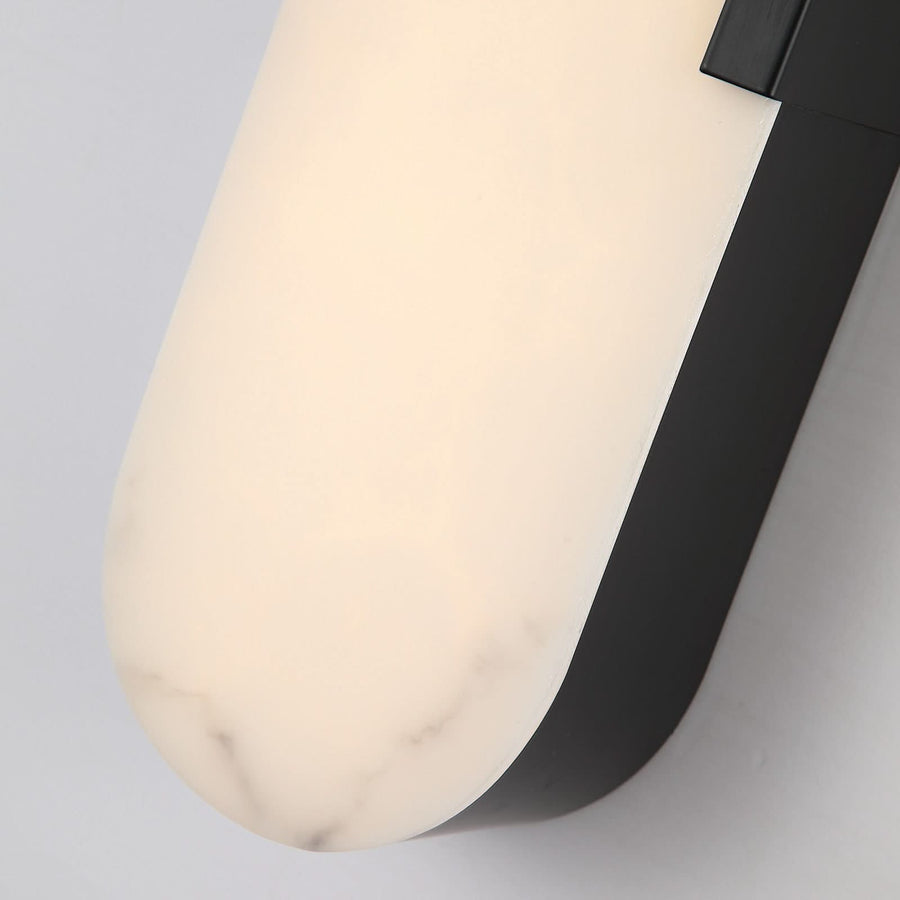 Applique murale LED Opaline en acier, noir et blanc, hauteur 50 cm, IP44