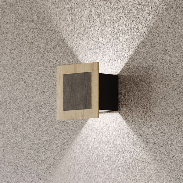 Applique murale LED Chile S en bois, chêne et gris, 2 lumières, hauteur 15 cm, IP44