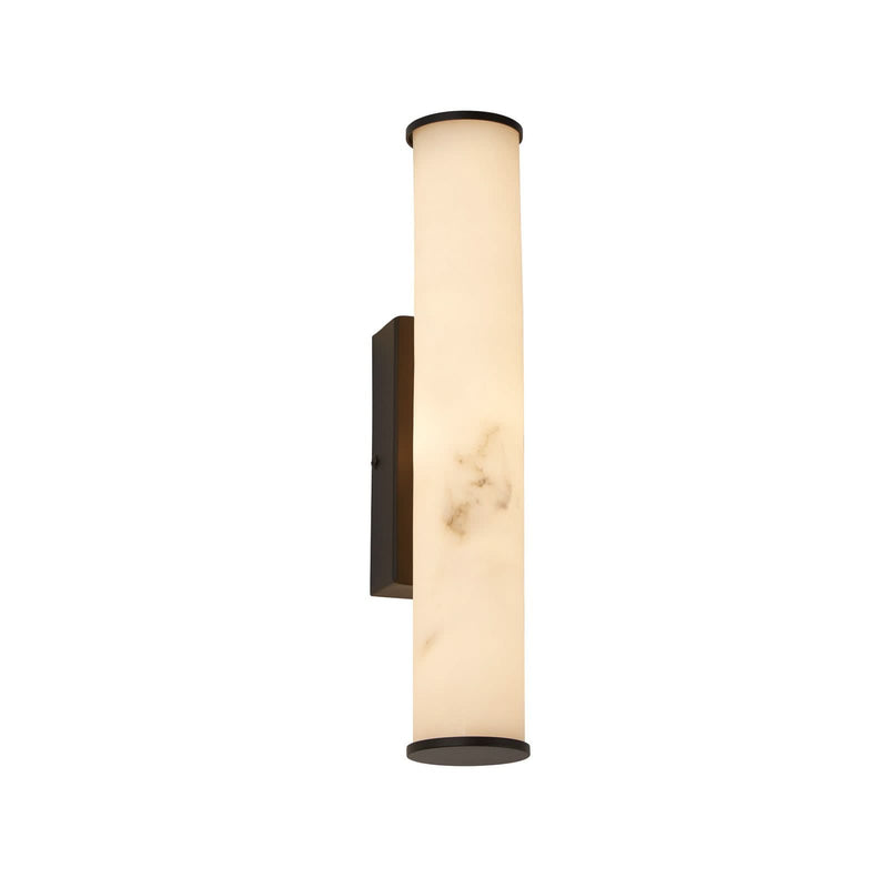 Applique murale LED Wales en acier, noir et blanc marbré, hauteur 35 cm, IP44