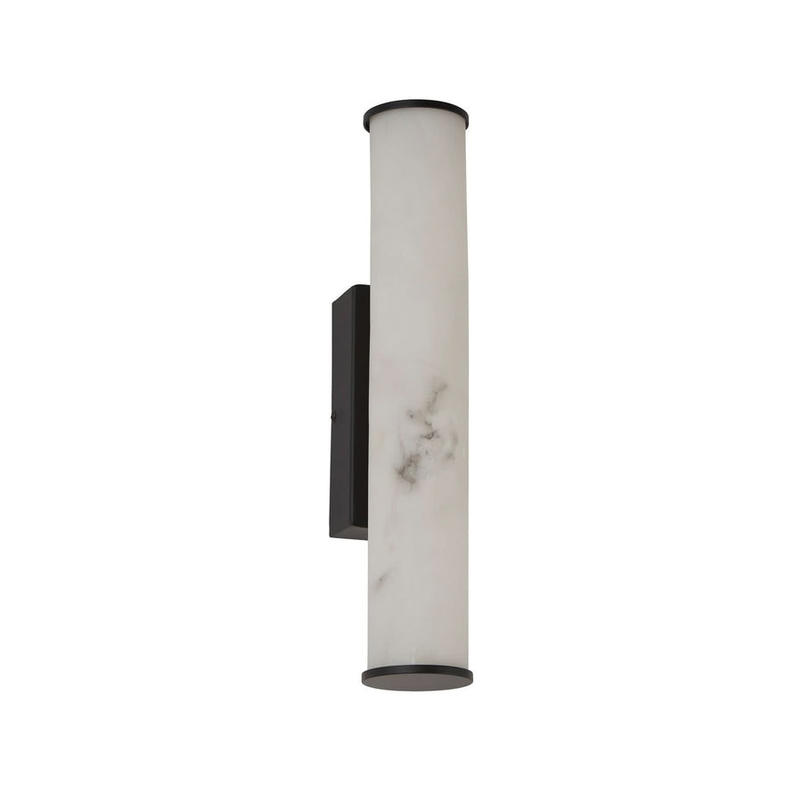 Applique murale LED Wales en acier, noir et blanc marbré, hauteur 35 cm, IP44