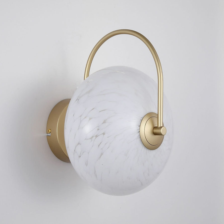 Applique murale LED Confetti en verre, laiton et blanc, hauteur 32 cm