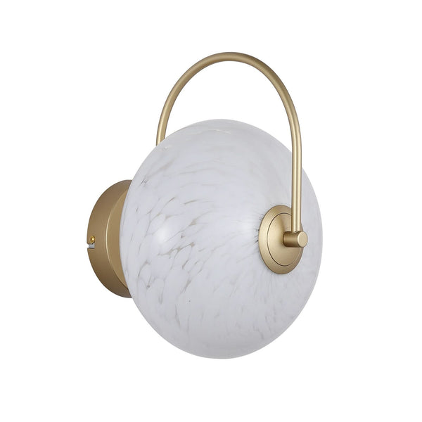 Applique murale LED Confetti en verre, laiton et blanc, hauteur 32 cm