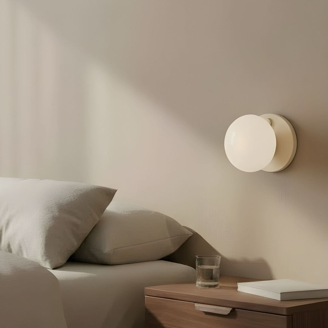 Applique murale Flo en verre, beige et blanc, Ø 19 cm