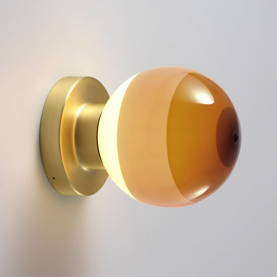Applique murale LED Dipping Light A2 en verre, crème et laiton, Ø 12,5 cm