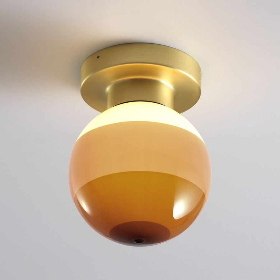 Applique murale LED Dipping Light A2 en verre, crème et laiton, Ø 12,5 cm