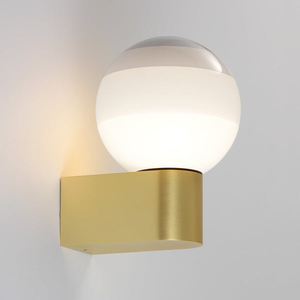Applique murale LED Dipping Light A1 en verre, gris et laiton, Ø 12,5 cm