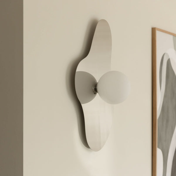 Applique murale Illusion en verre, chromé et blanc, hauteur 60 cm