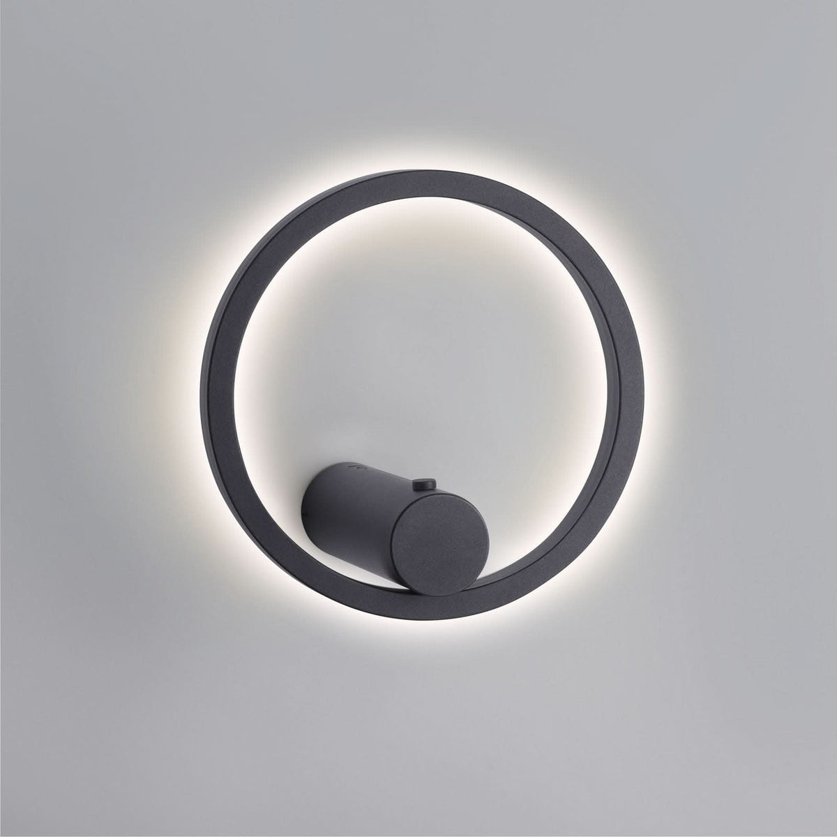 Applique murale LED rechargeable Archie en métal, noir, Ø 22 cm