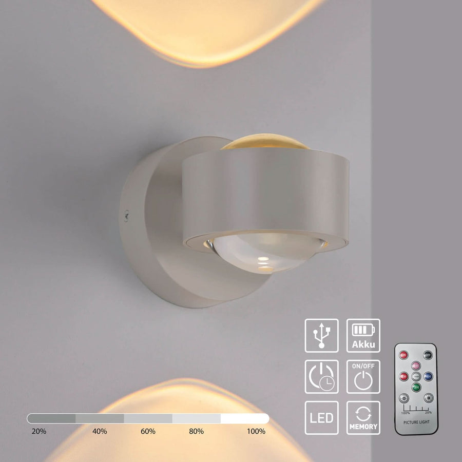 Applique murale LED rechargeable Chia en métal, sable, 2 lumières, hauteur 9 cm