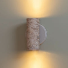 Applique murale Tivoli en pierre, sable, 2 lumières, Ø 9,5 cm