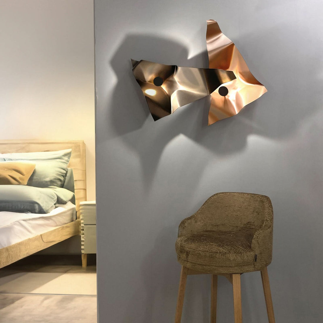 Applique murale LED Zona en acier, vieux rose, hauteur 41 cm