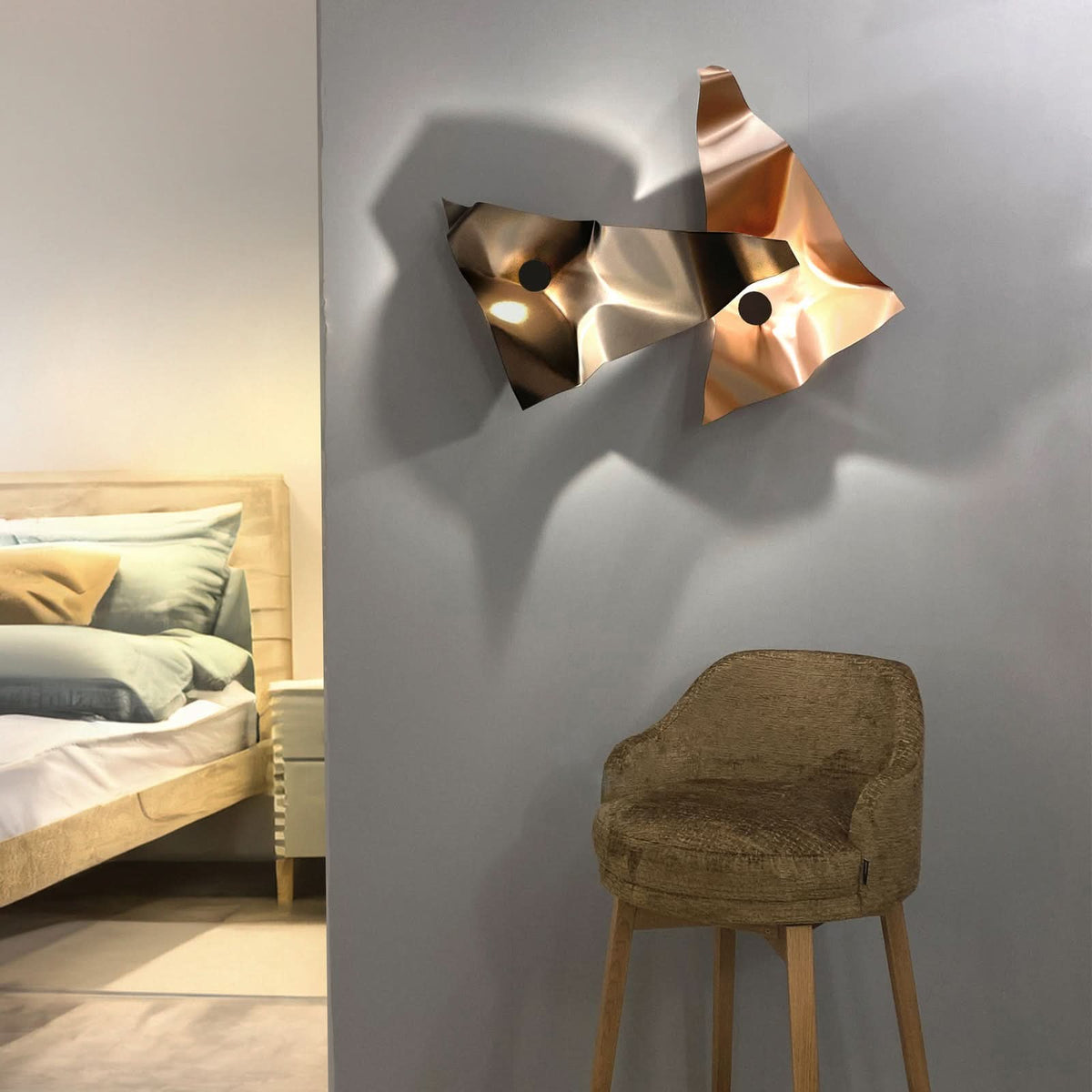 Applique murale LED Zona en acier, vieux rose, hauteur 41 cm