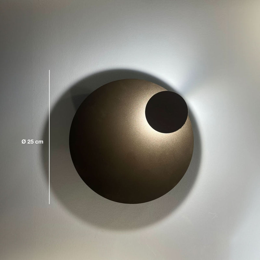 Applique murale LED Pois en acier, marron et noir, Ø 25 cm