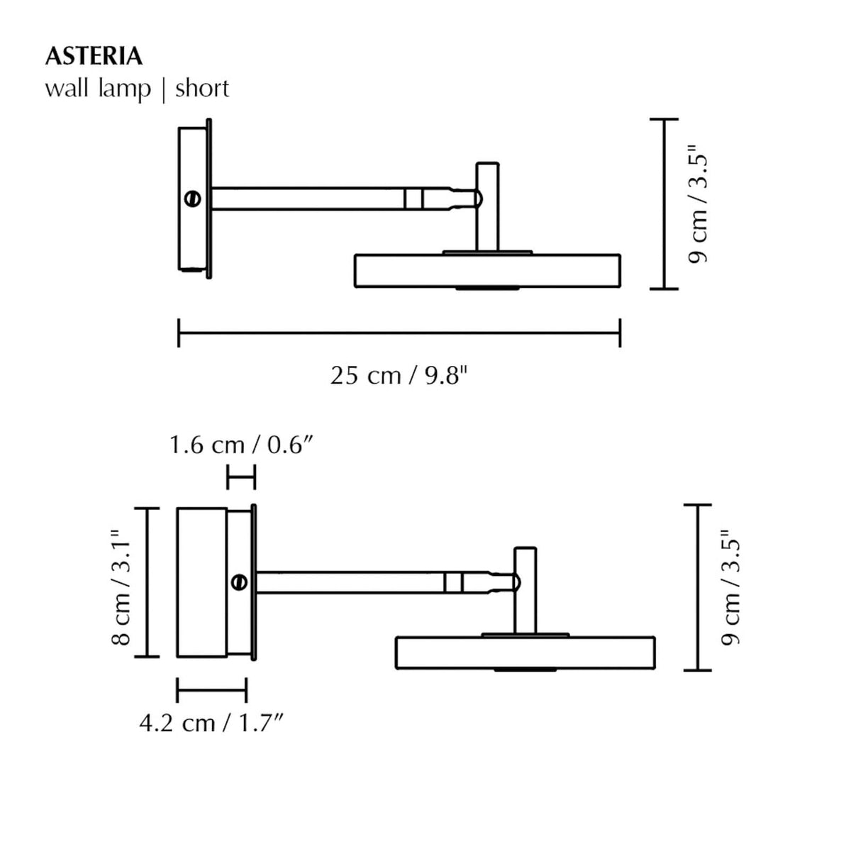 Applique murale LED Asteria Short HW en aluminium, Ø 15 cm