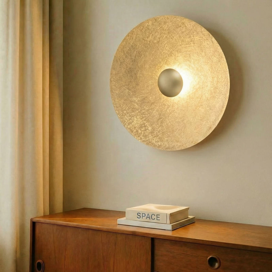 Applique murale LED Sole M en acier, doré, Ø 65 cm
