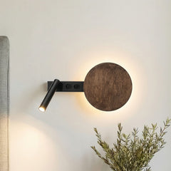 Applique murale Hotel Mood en bois, noir, 2 lumières, hauteur 22,5 cm
