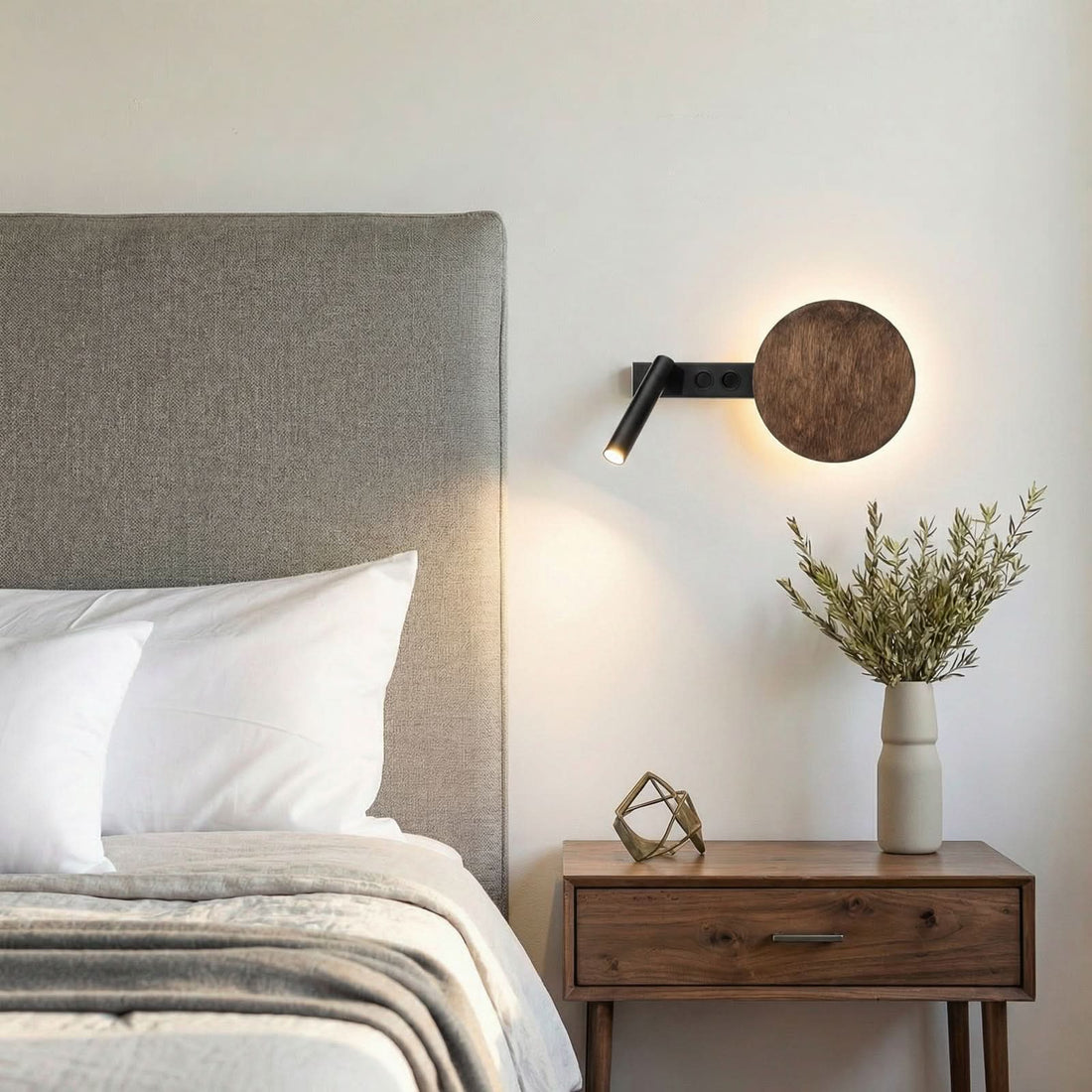 Applique murale Hotel Mood en bois, noir, 2 lumières, hauteur 22,5 cm