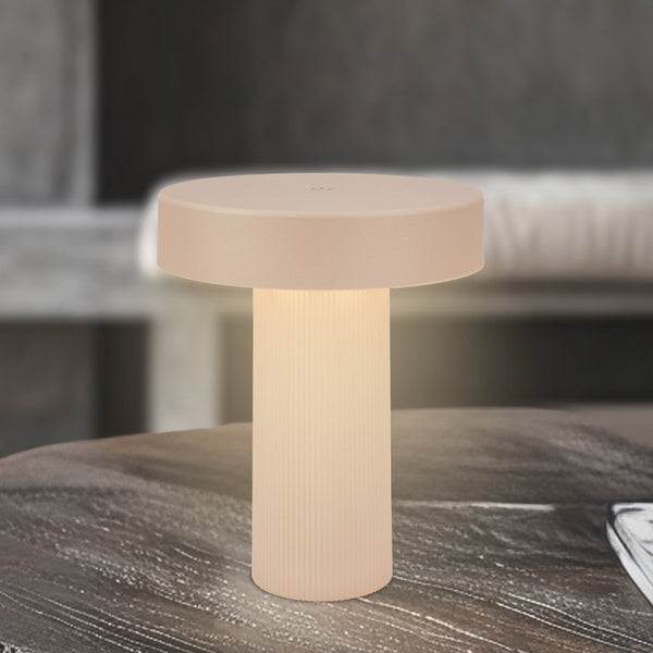 Lampe à poser d'extérieur LED rechargeable Bito en métal, beige, Ø 16 cm, IP44