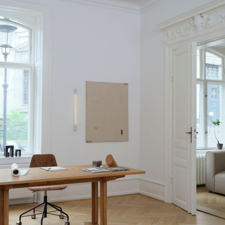 Applique murale Radent Stecker en acier, blanc, hauteur 70 cm