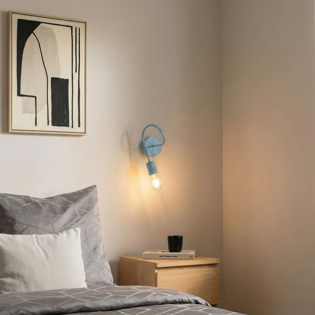 Applique murale Oxford en métal, bleu clair, hauteur 24 cm