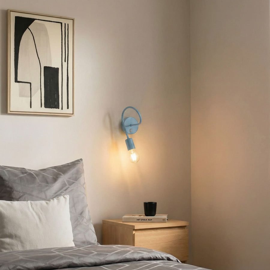 Applique murale Oxford en métal, bleu clair, hauteur 24 cm